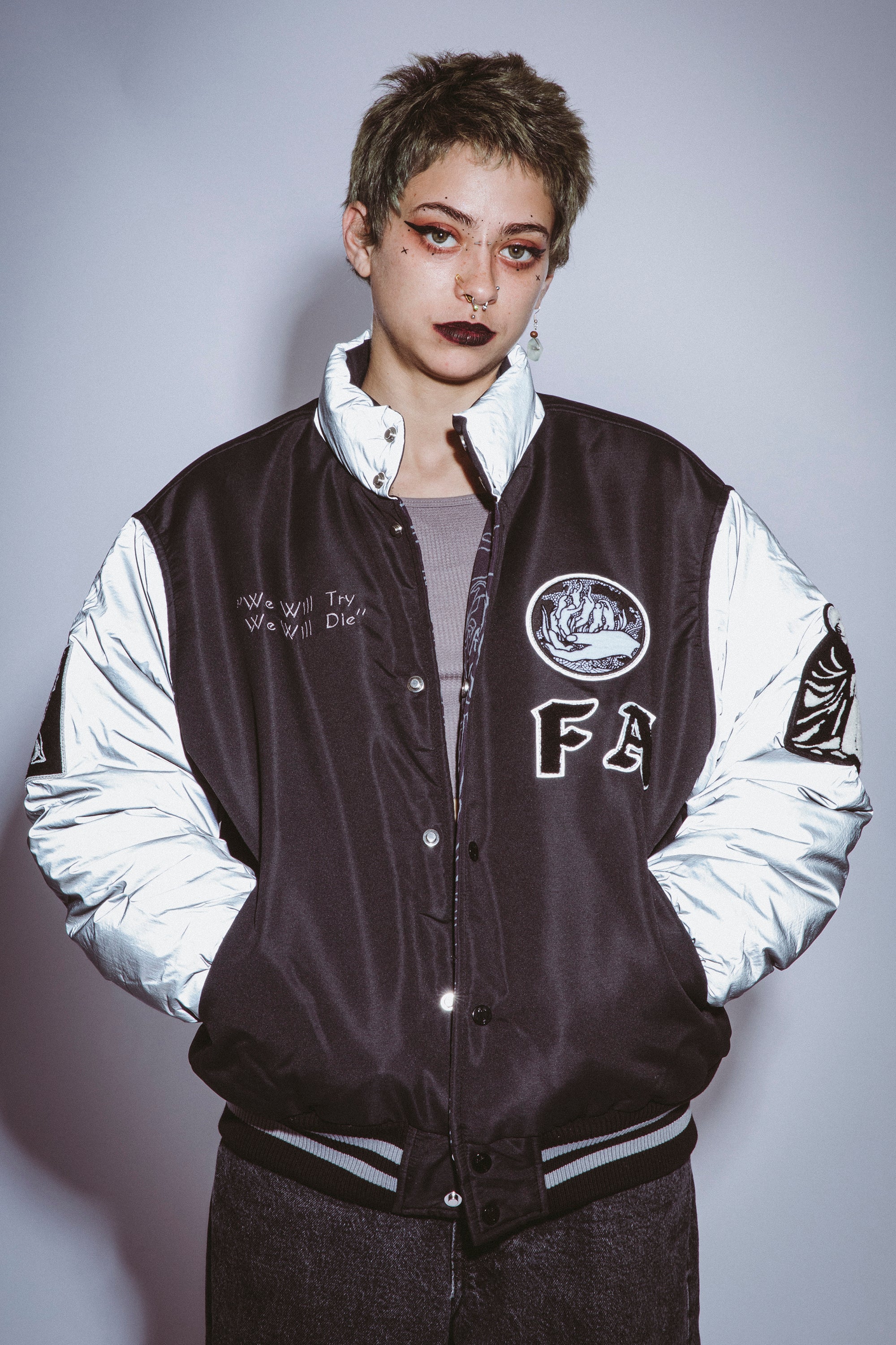Varsity puffer jacket sale