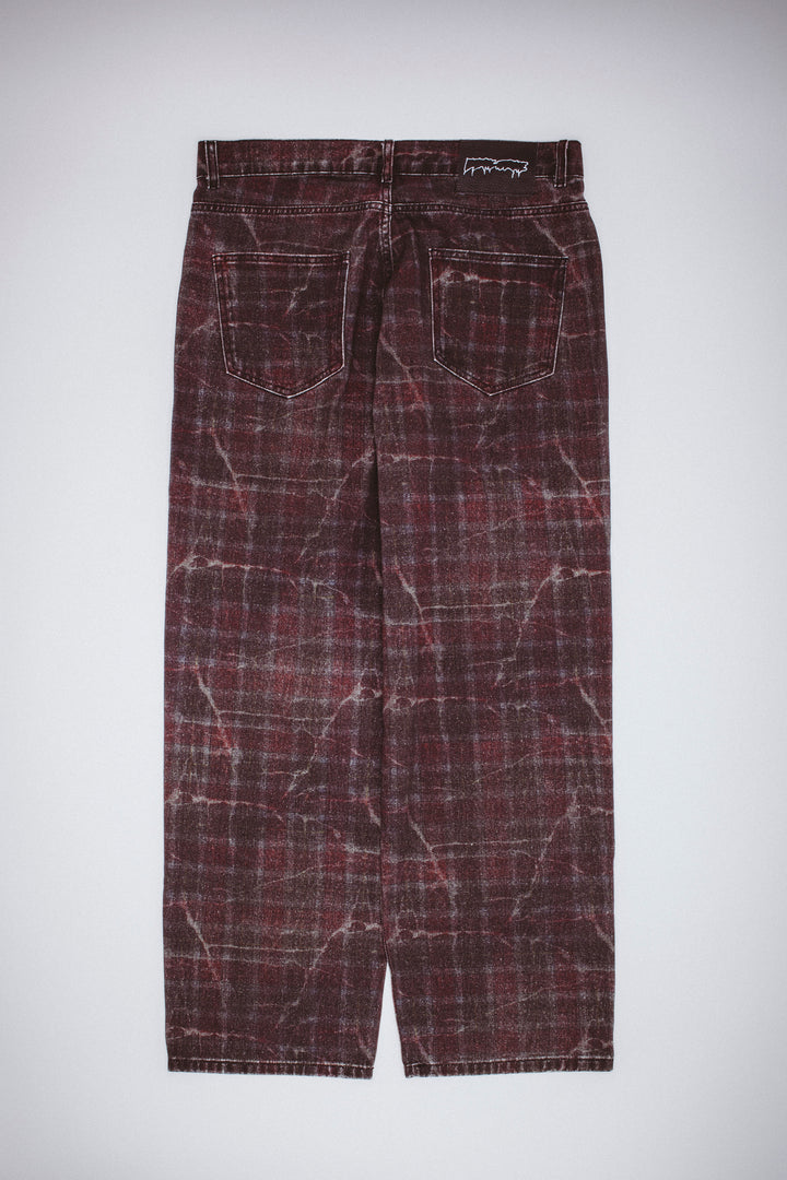 Distressed Plaid Fecke Jeans