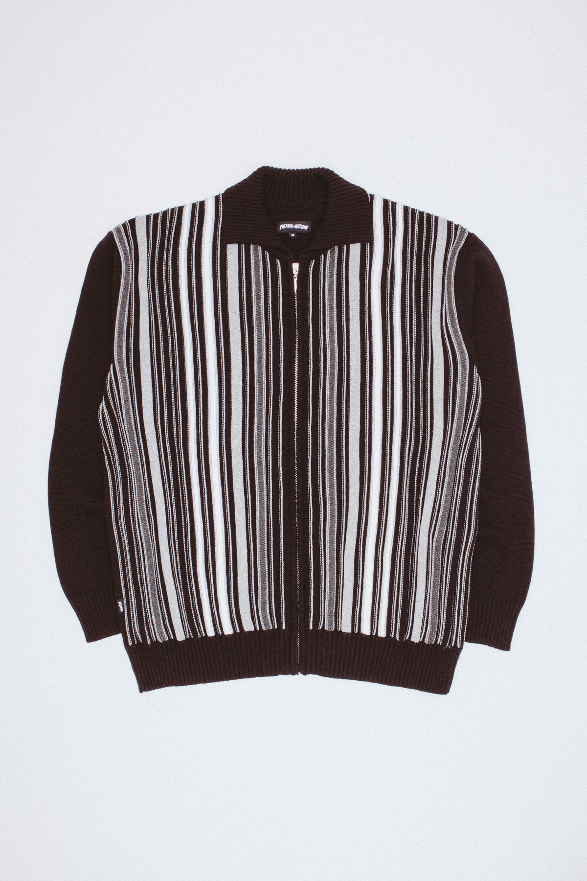 Mono Multi Stripe Zip Cardigan - Black / Sm Fucking Awesome 