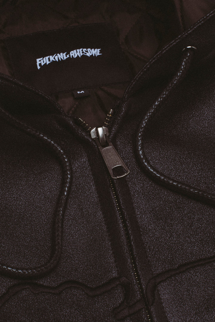 Faux Leather Hooded Jacket