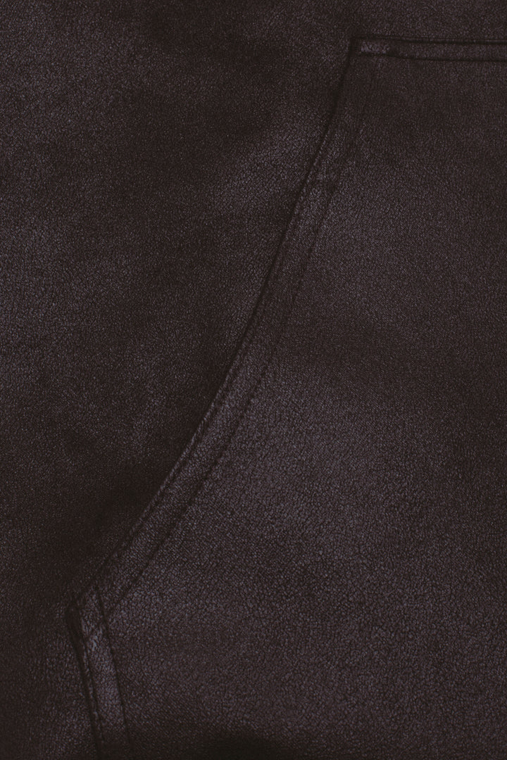 Faux Leather Hooded Jacket