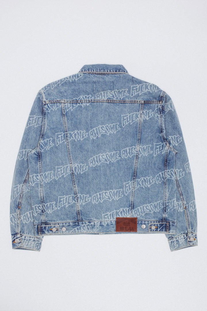 Lasered AOP Denim Jacket