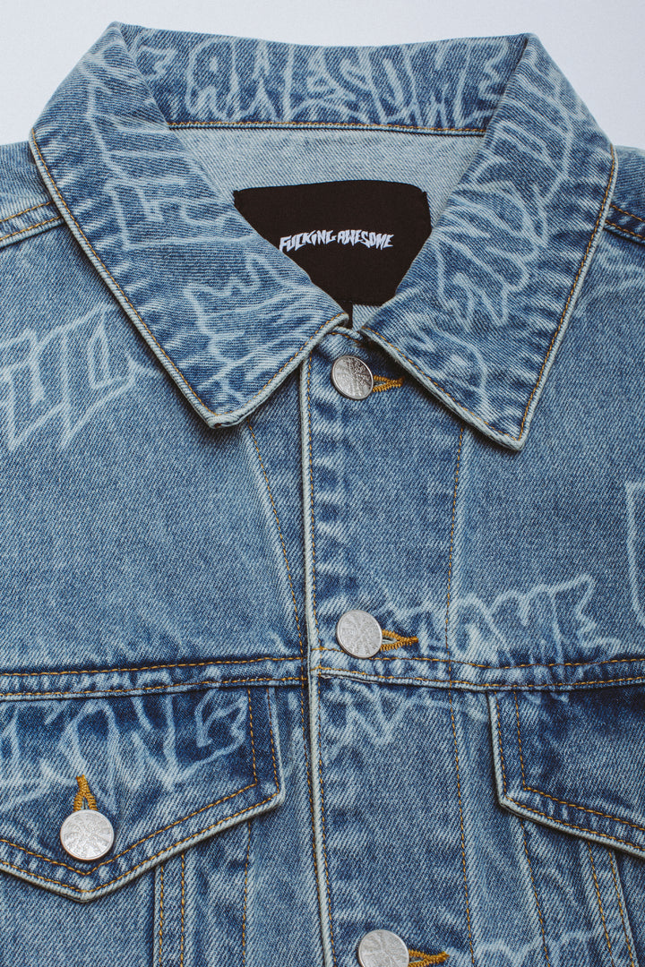Lasered AOP Denim Jacket