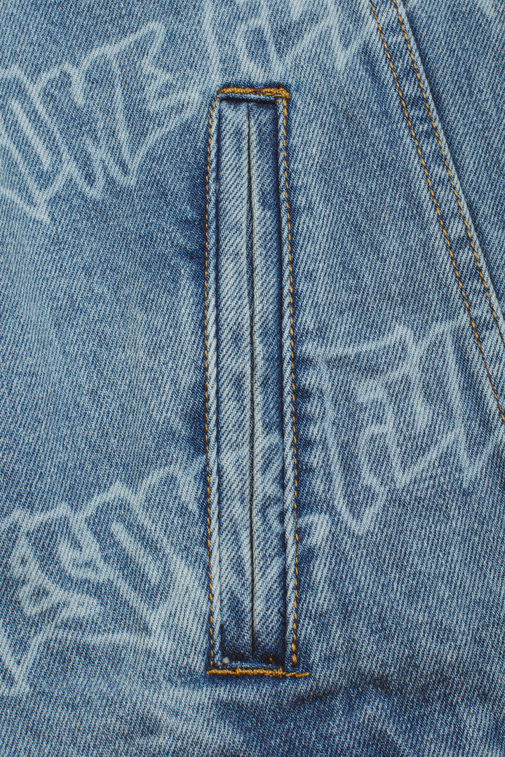 Lasered AOP Denim Jacket