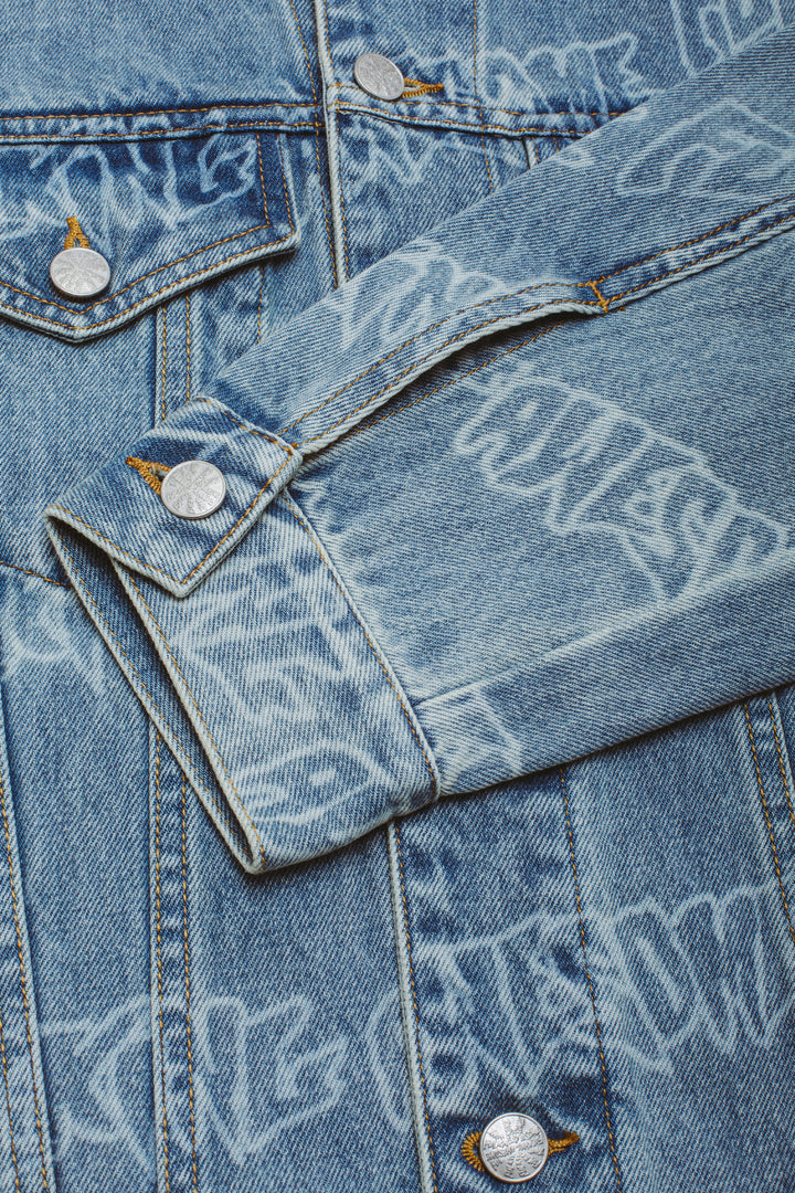 Lasered AOP Denim Jacket