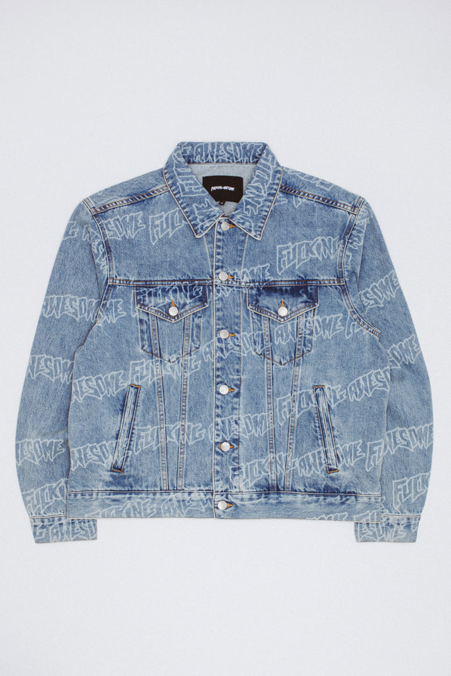 Lasered AOP Denim Jacket
