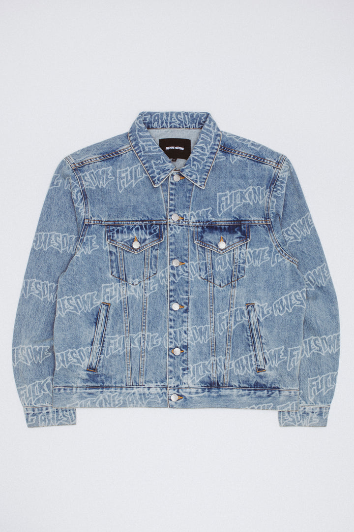 Lasered AOP Denim Jacket