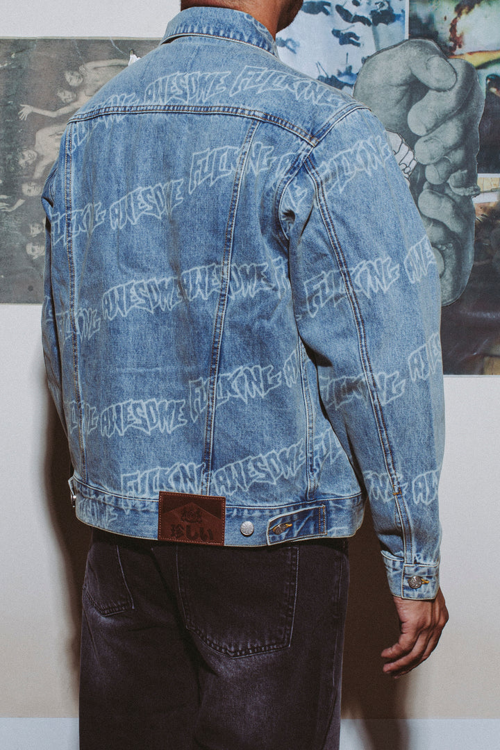 Lasered AOP Denim Jacket