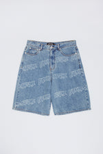 Lasered AOP Denim Shorts