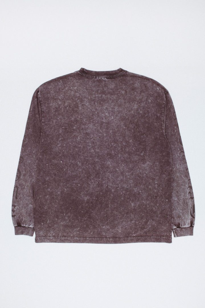 Gothic Letters Washed Long Sleeve Tee