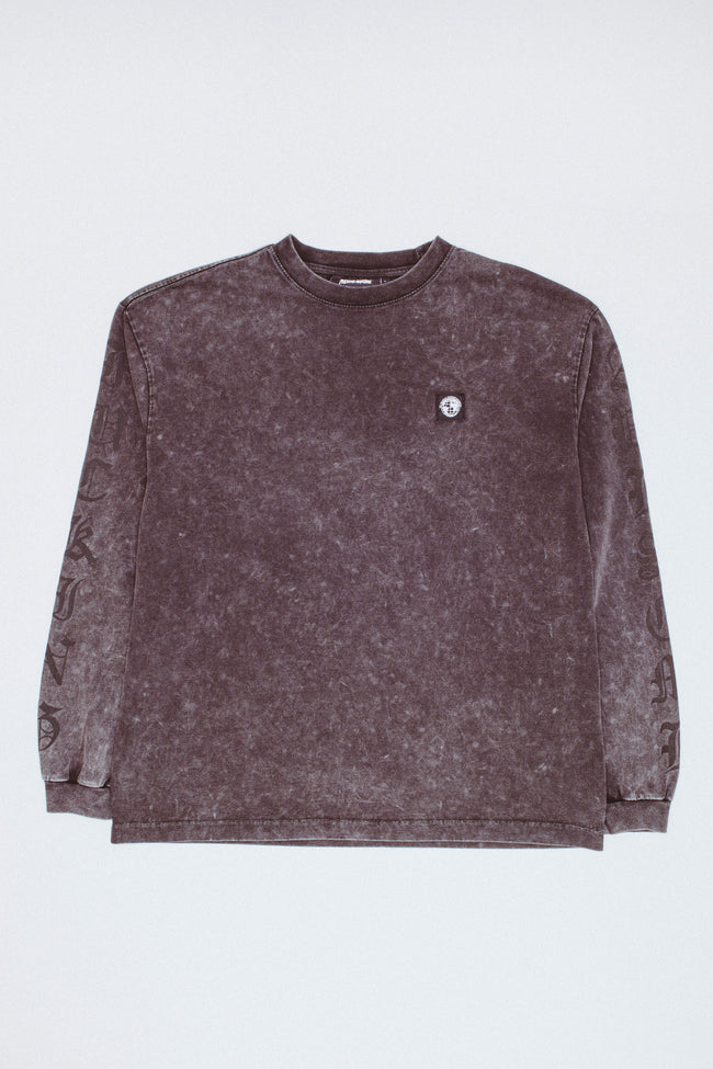 Gothic Letters Washed Long Sleeve Tee