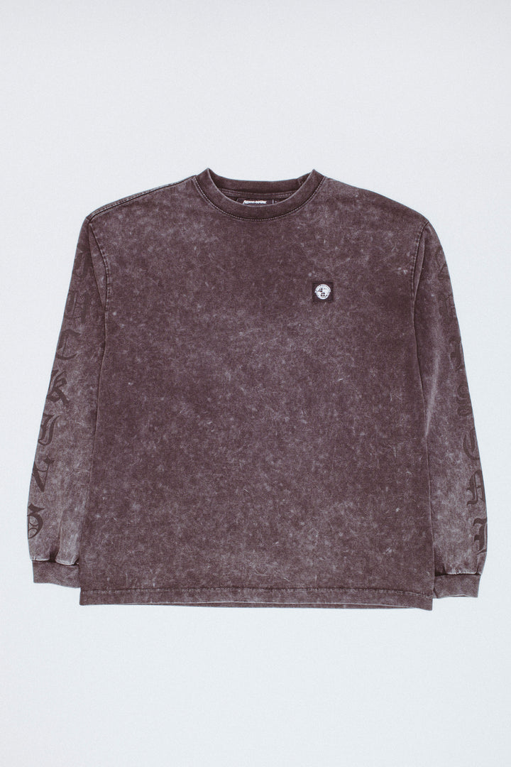 Gothic Letters Washed Long Sleeve Tee